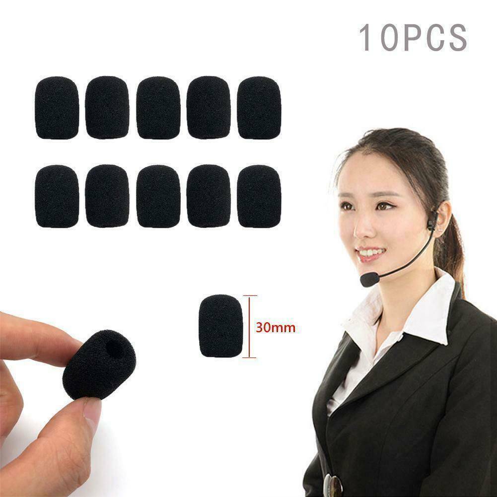 10PC Microphone Headset Grill Windscreen Sponge Foam Black Mic Cover New