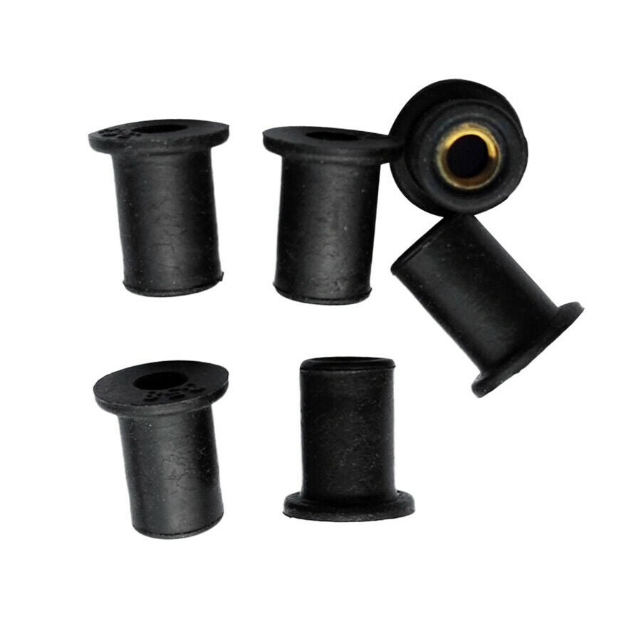 50 Pcs M5x0.8mm Motorcycle ATV Windscreen/Body Fixed Well Nut Rubber &Brass NUTS