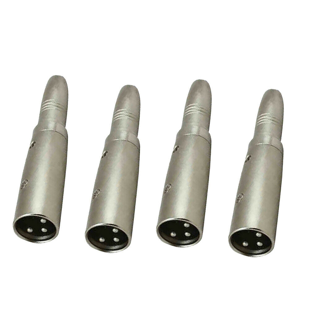 4pc - XLR 3-Pin Male to 1/4" 6.35mm Mono Female   Audio Cable Mic Adapter