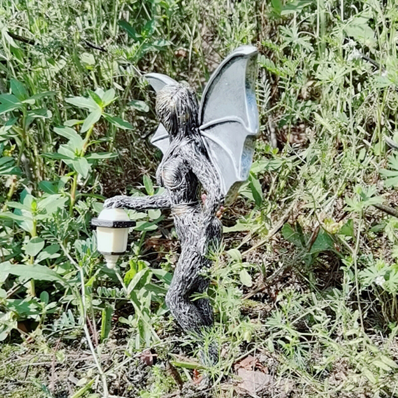 Garden Decor Angle Flower Fairy Statue Luminous Patio Night Light Ornaments