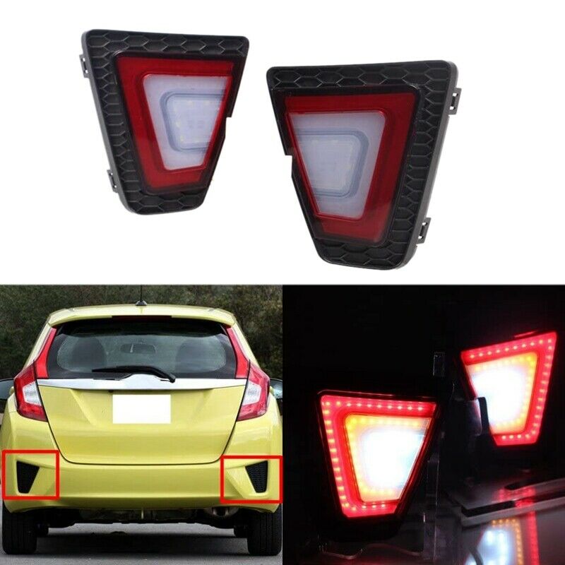 Car Red Lens Rear Bumper Reflector Light LED Brake Lamp for  Jazz/Fit 2014-2N6P7