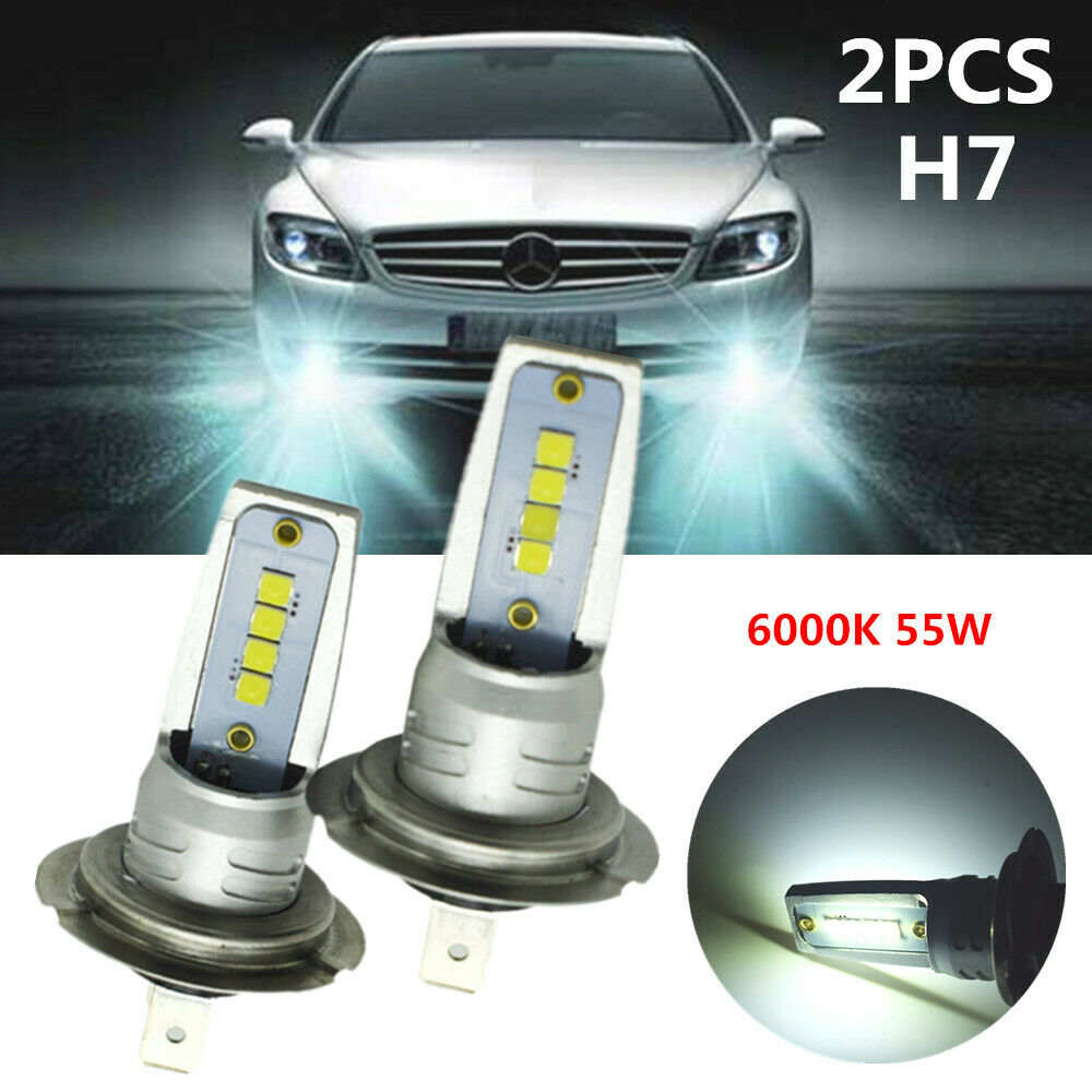 2PCS 6000K 55W White H7 LED Bulb Canbus Car Headlight Fog Light Lamp Universal