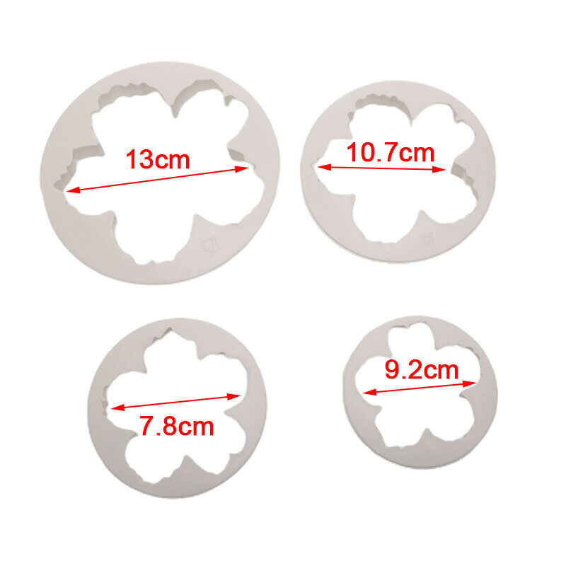 4PCS Peony Flower Mould Plastic Paste Cutter Sets Fondant Gumpaste Mold T.l8