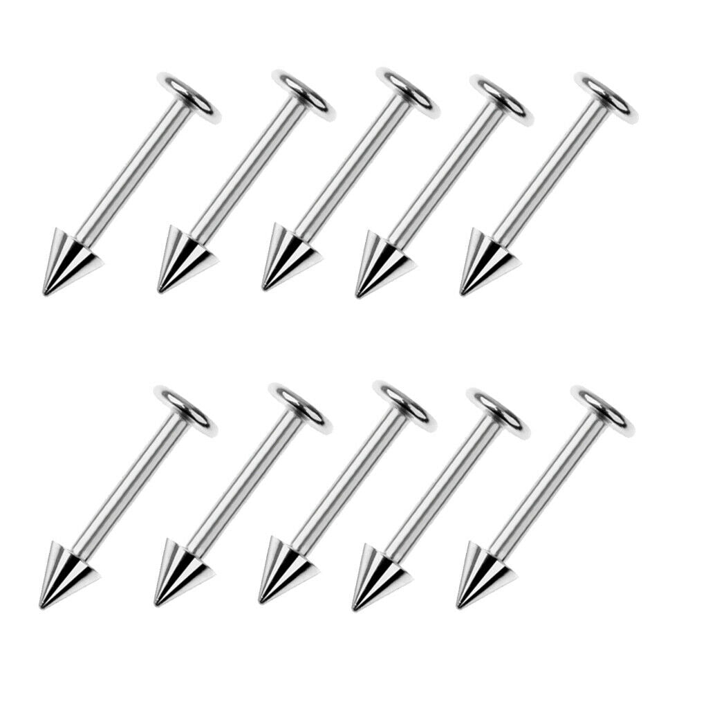 10PCs Labret Spick  Steel Body Jewelry Lip Chin Rings