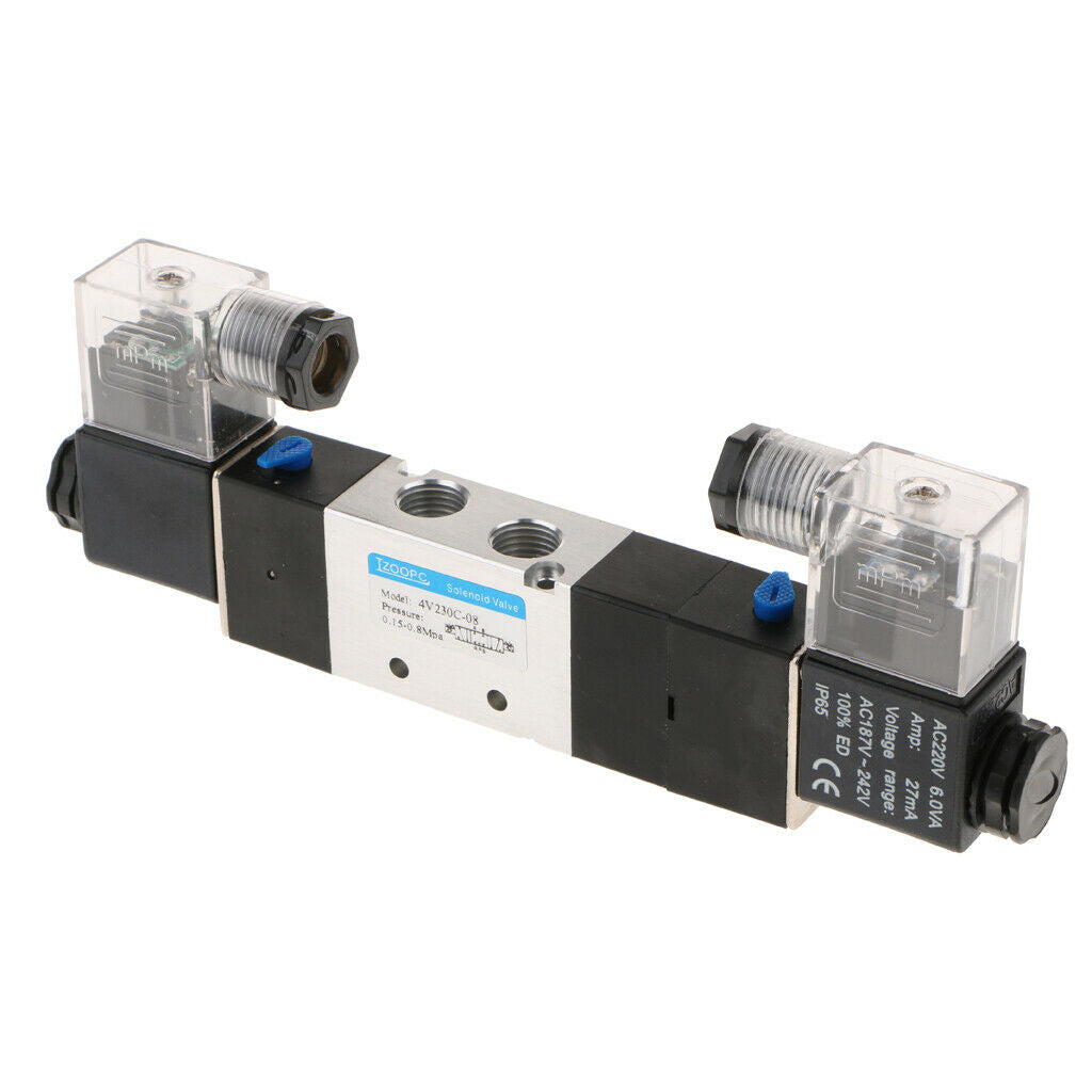 DC 220V Pneumatic Double Coil Double Coil Solenoid Air Valves 5 Port 3 Position