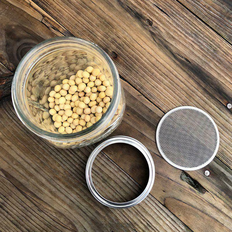 Sprouting Jar with Stainless Steel Screen Lid Wide Mouth Quart Mason Sprouter
