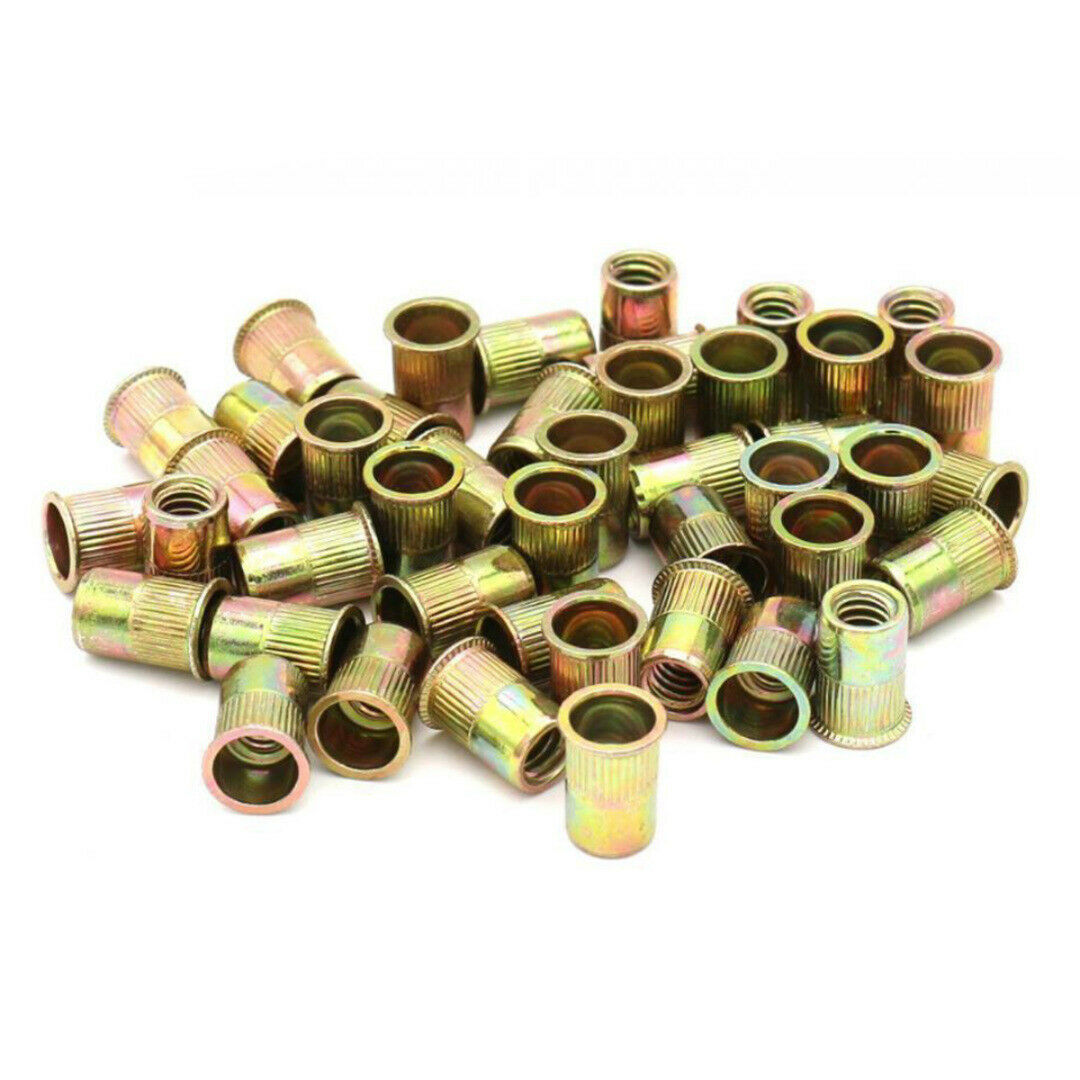 175Pcs M3-M10 Carbon Steel Color Zinc Plated Vertical Grain Flat Head Rivet Nut