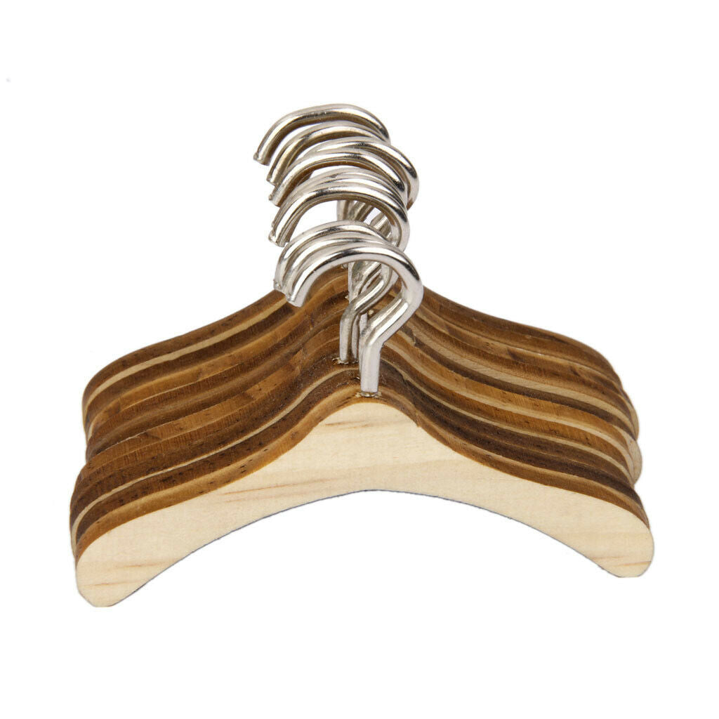 20pcs Classic Wooden Clothes Hangers Fit For 1/6 BJD SD  Bedroom Ornament