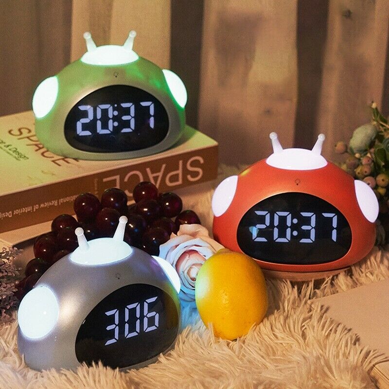 2X(Alarm Clock Cute Desk Clock Smart Backlight/Temperature/Snooze Wake Up AY7K7)