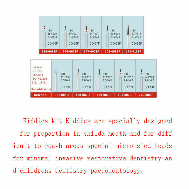 50Box Dental Baby Diamond Burs Children FG-106 For Handpiece 10Pcs/Kit AZDENT