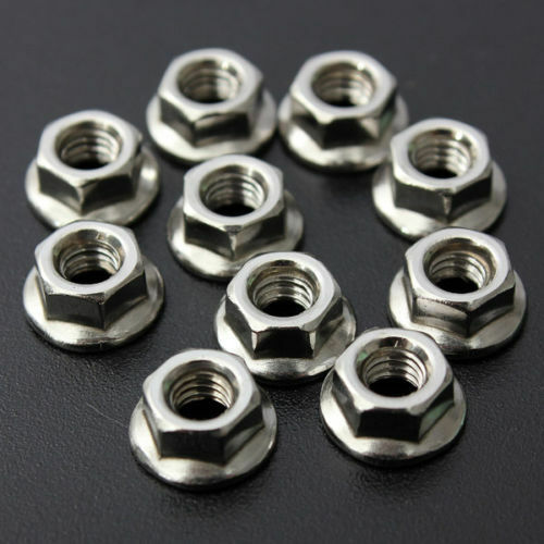 M10x1.5mm Thread 304 Stainless Steel Serrated Hex Flange Lock Nuts 5Pcs