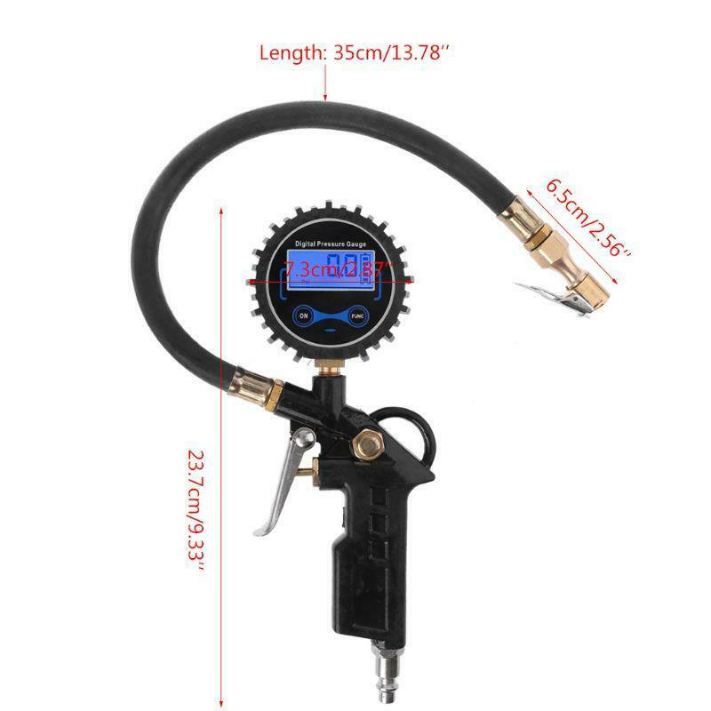 Car Truck Air Tire Inflator Digital Pressure Gauge 200 PSI Air Chuck & Hose