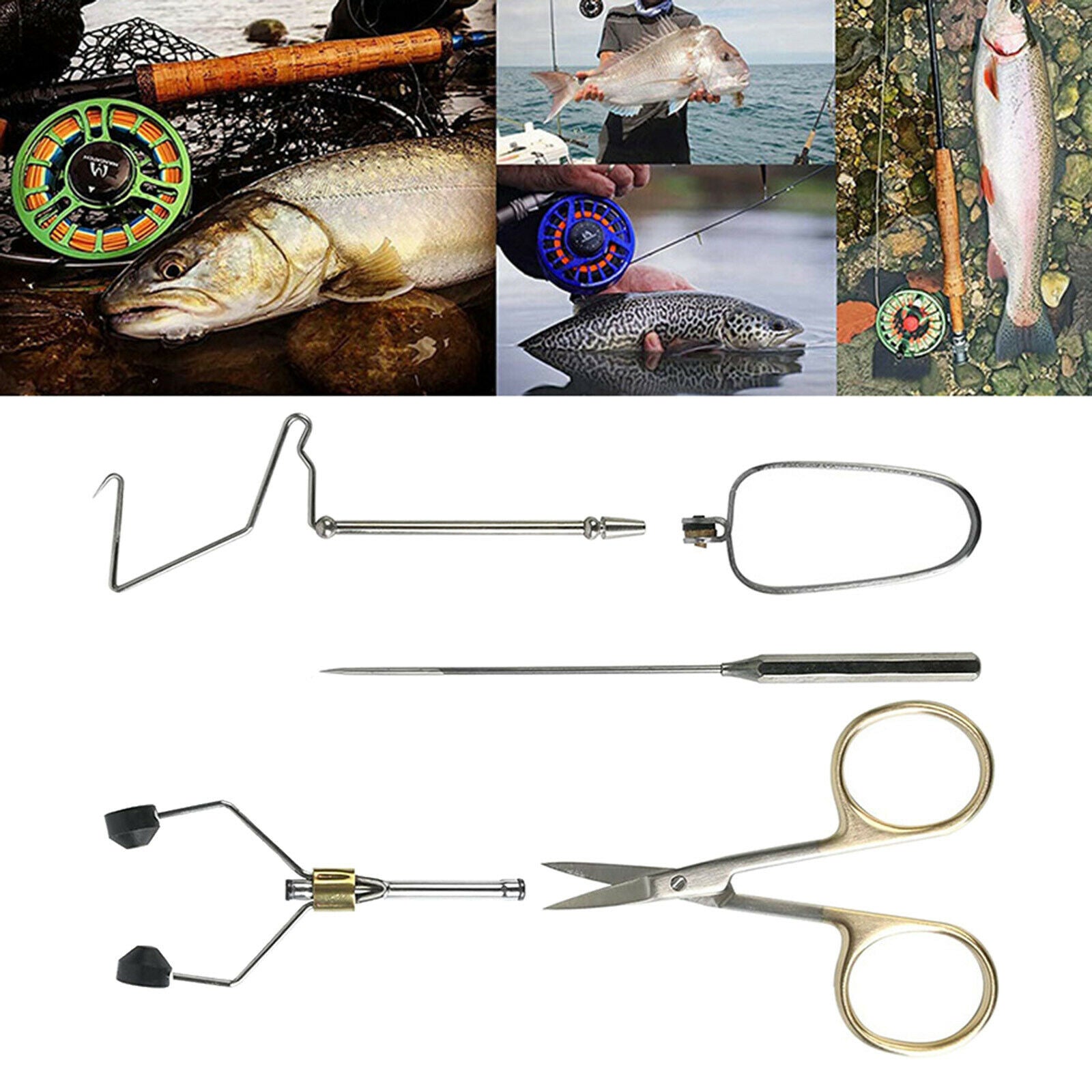 5pcs Fly Tying Tools Supplies Fishing Dubbing Needle Bobbin Thread Holder