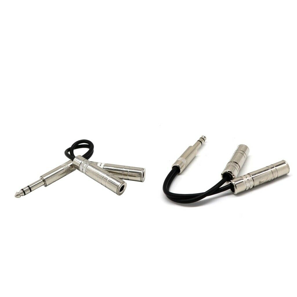 2x 8inch Long 1/4" Male to Dual 1/4" Female Audio Y Splitter Cable Connector
