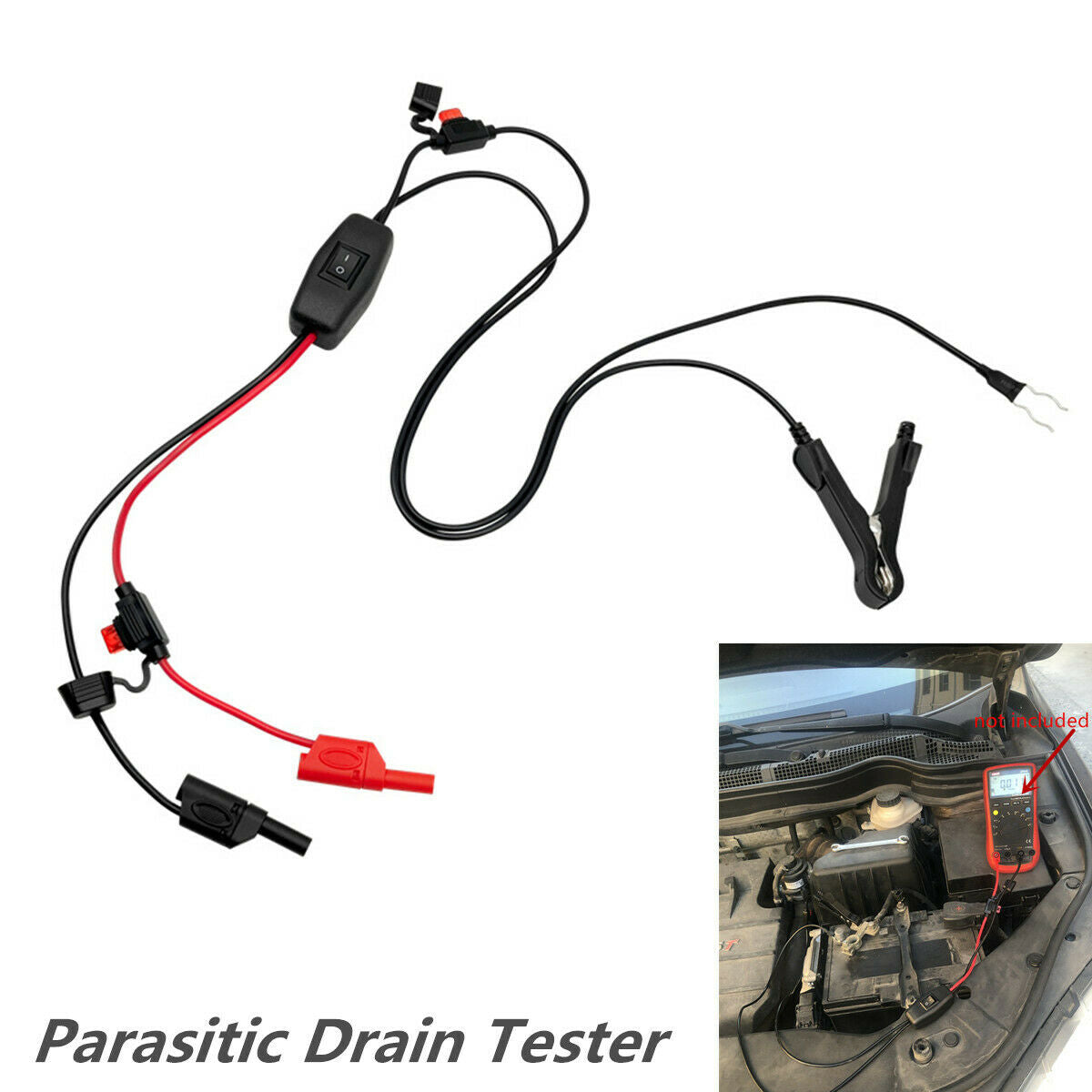 Car Parasitic Drain Tester Power Leakage Tester with U-Shaped Battery Clamp