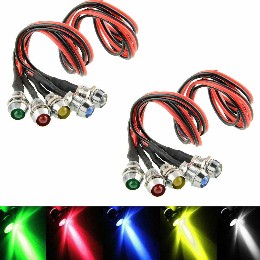 10x 12V Led Panel Indicator Lights Lamp Pilot Dash Directional Car Truck Boat