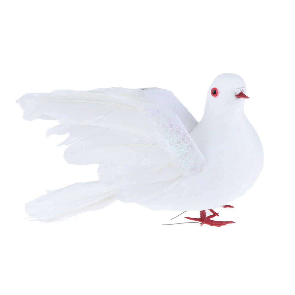 Simulation Artificial Feathered Doves Birds Weddings Decoration Ornament