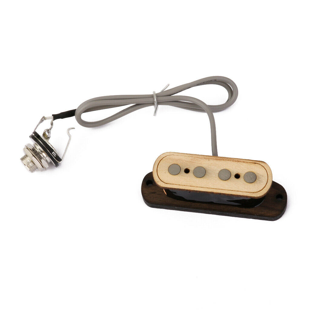 4 String Cigar Box Guitar Pickup with Input   Wood Bobbin Guitar Parts