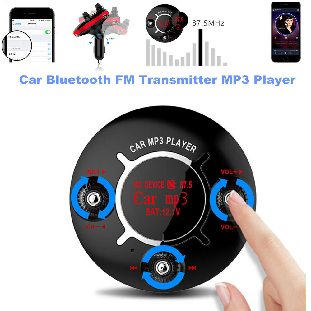 MP3 Player with bluetooth Car Handsfree FM Transmitter Wireless Adapter 12-24V