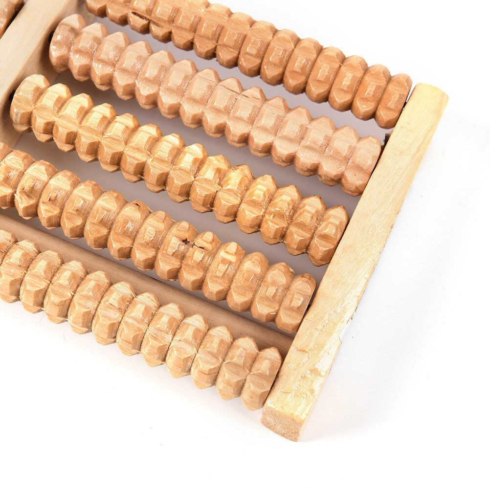 5 Row Wooden Foot Roller Wood Care Massage Reflexology Relax Relief Massager BDA