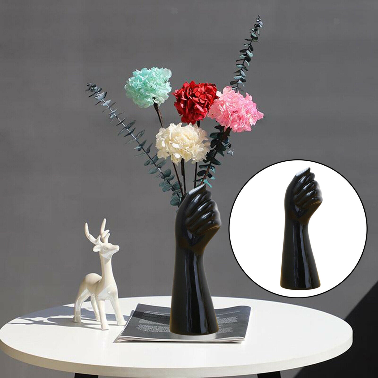 Nordic Ceramic Hand Shape Vase Holder Flower Arrangement Pot Creative Decor