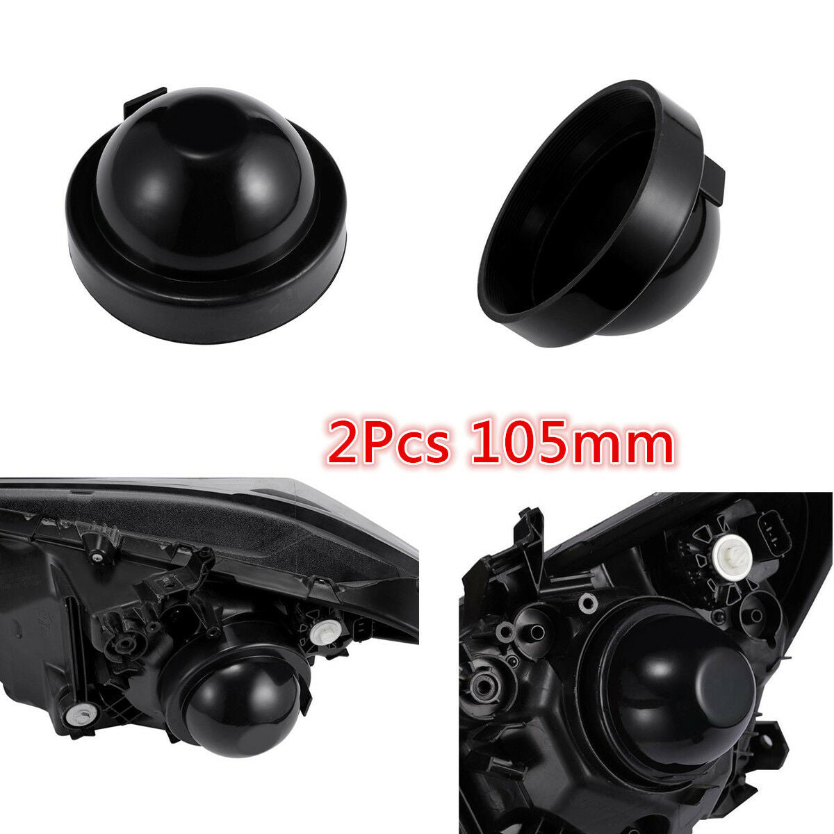 2pcs 105mm Rubber Housing Seal Cap Dust Cover for LED HID Headlight Kit Retrofit