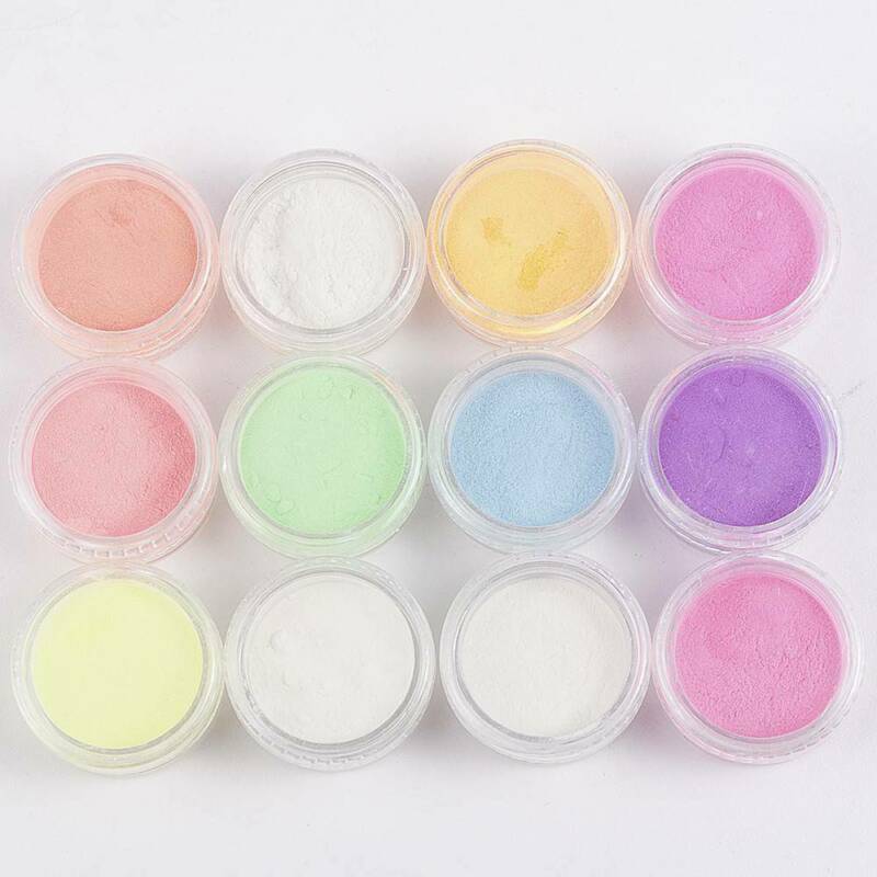 12Colors Acrylic Luminous Fluorescent Powder Glow In the Dark Nail Art Pigment.