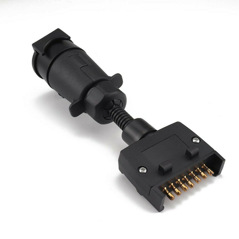New Car Trailer Adaptor 7 Pin Flat Male plug to 7 Pin Large round Female socket