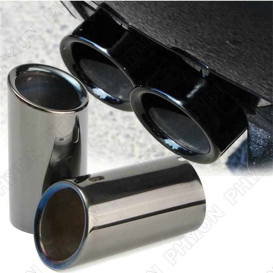 Pair Titanium Black Car Exhaust Pipe Tail Tips For BMW E90 E92 325 328i 3 Series