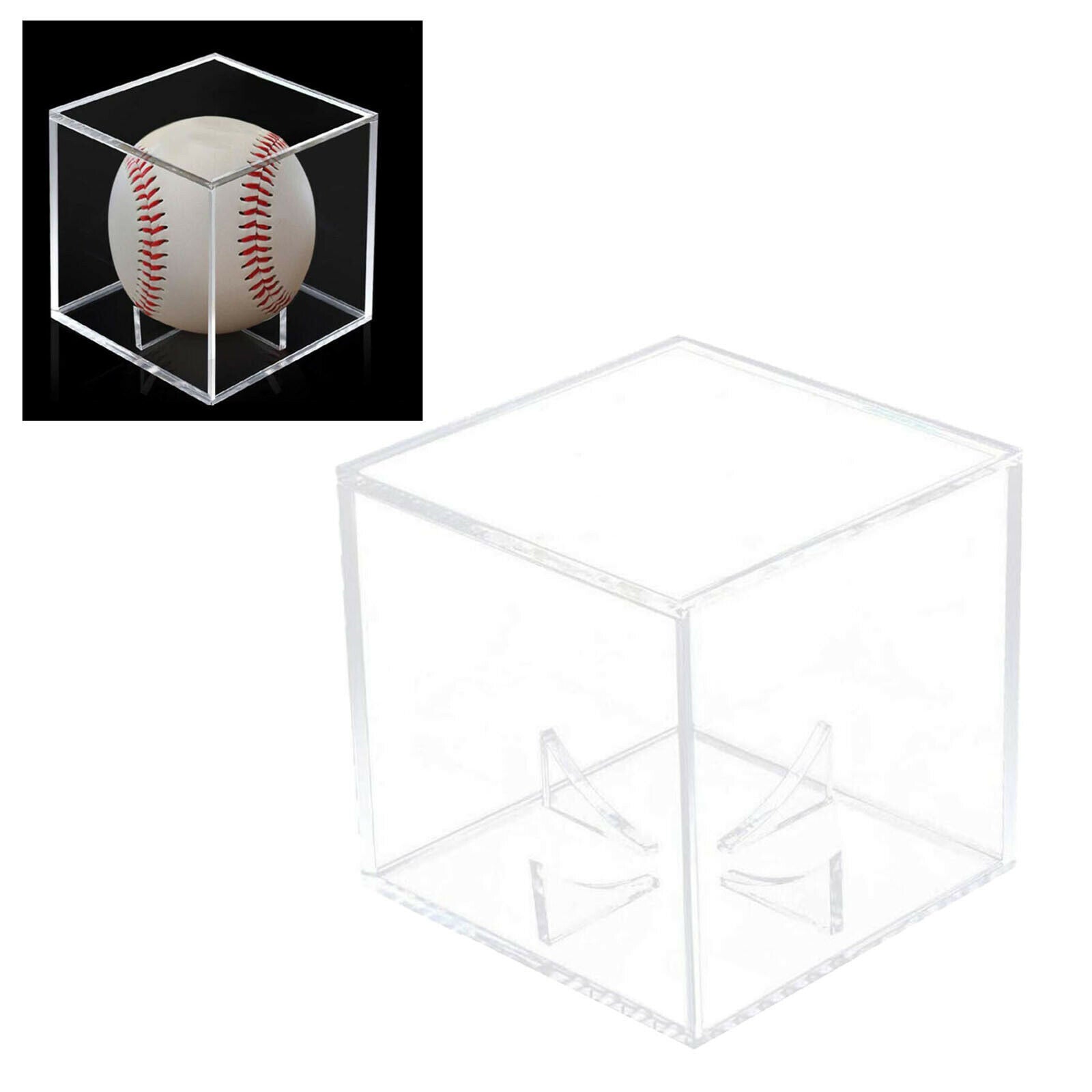 Square Baseball Display Case Clear Memorabilia Storage Show Box with Bracket