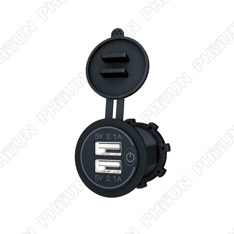 12V-24V 4.2A Car Dual USB Fast Charger w/ Wire & Terminal Motorcycle Universal