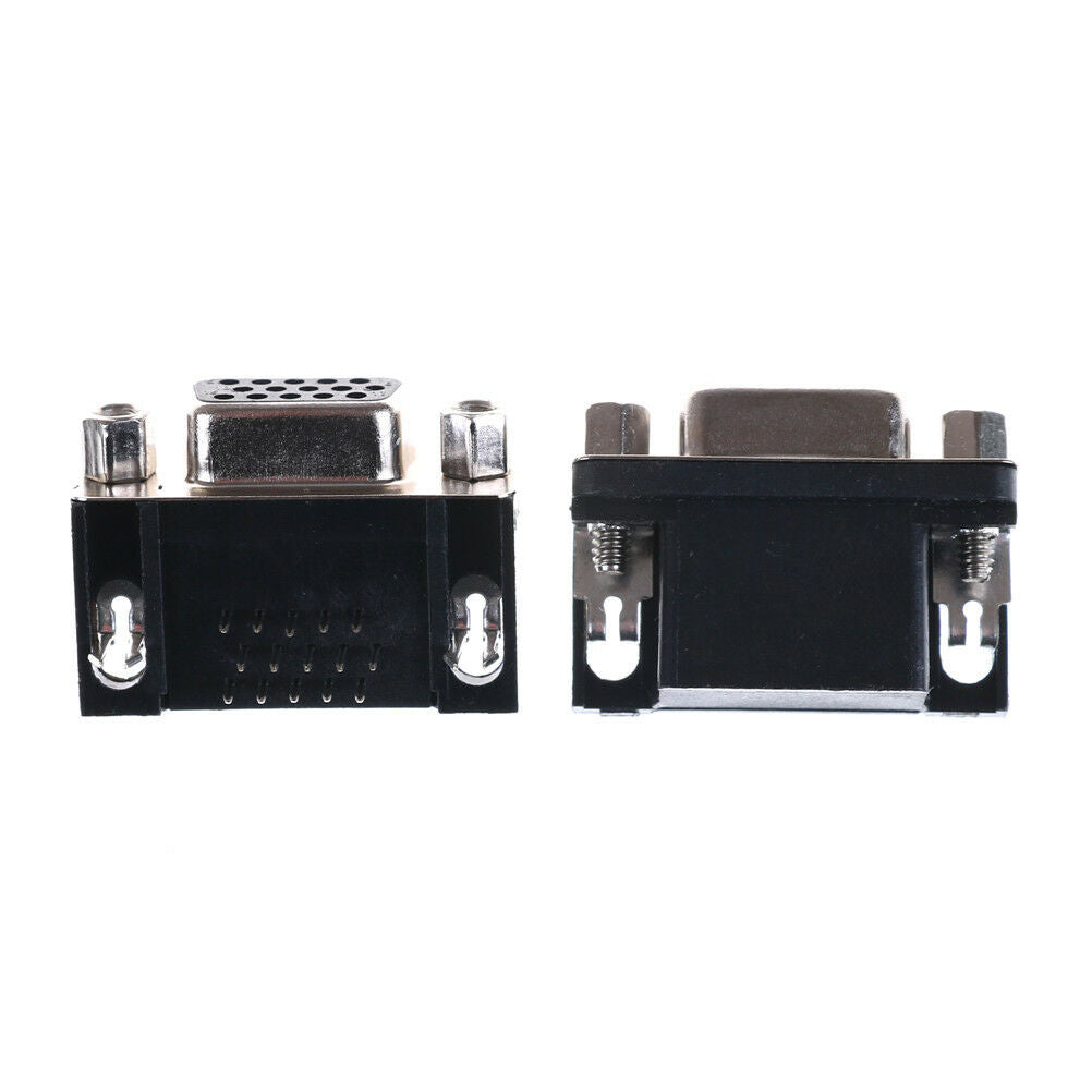 2PCS VGA DB15 15Pin D-SUB 3 Row Female Right Angle PCB Solder Cable Connector Tt