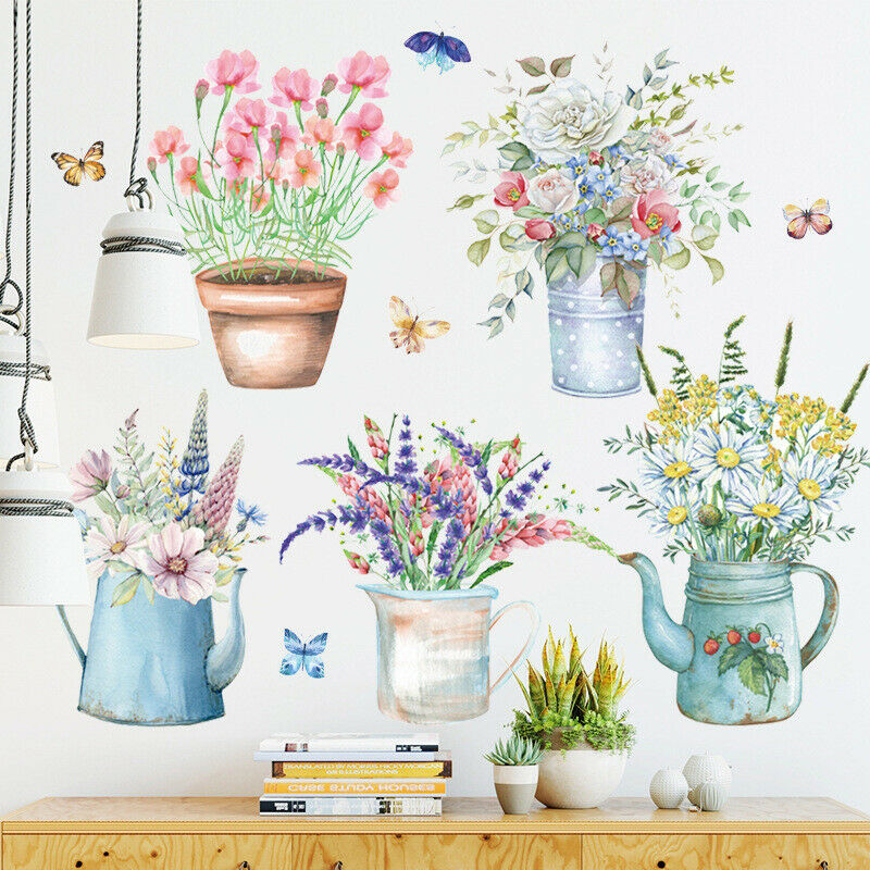 Creative Flower Potted Wall Stickers Bedroom Baseboard Removable Wall Decals Tt