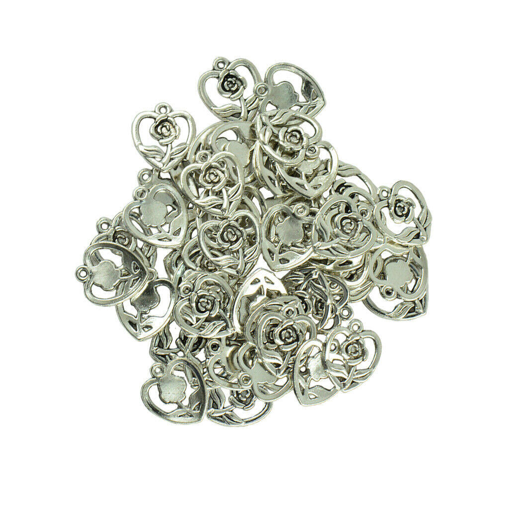 DIY Jewelry Making:Exquisite 50pcs Heart Pattern Dangle Pendant For Necklace