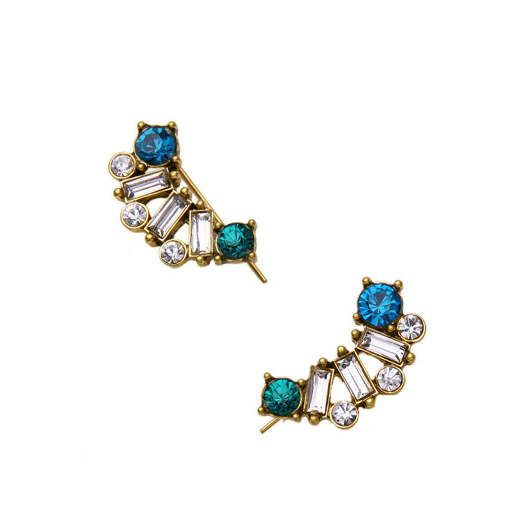 Women Jewelry Simple Stud Earrings Rhinestone Crystal Multicolor Earrings