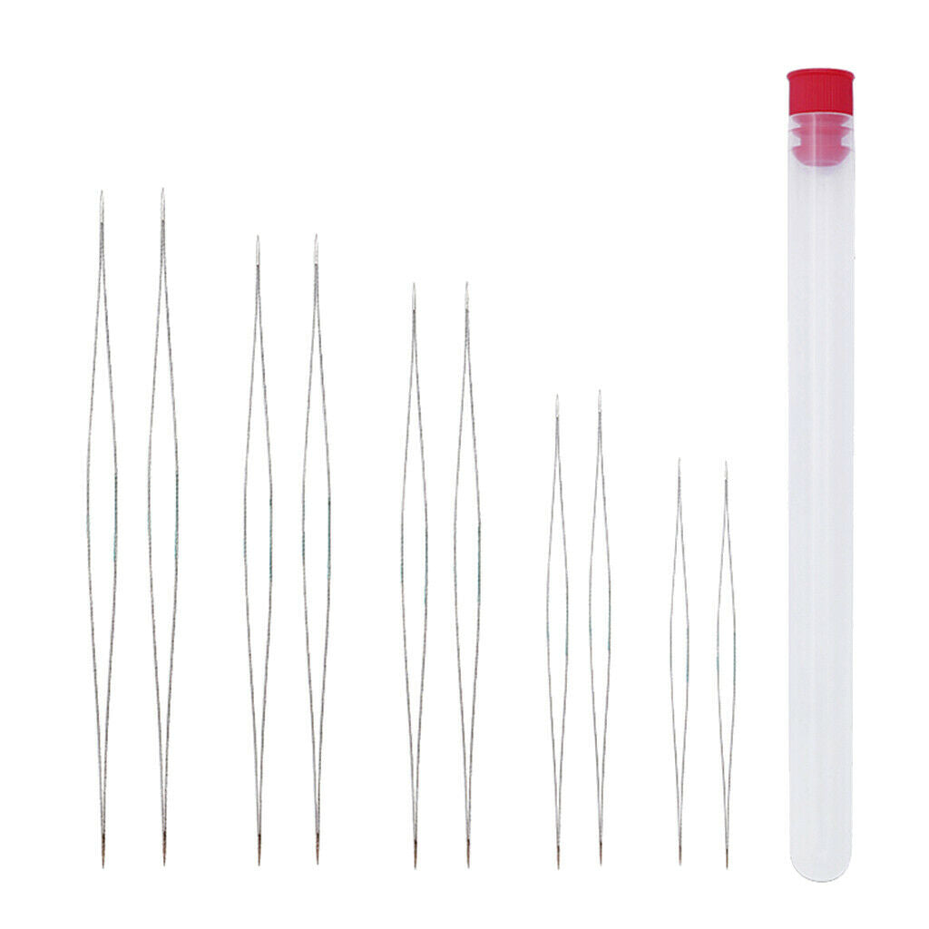 Set of 10 5 Sizes Beading Needle Crafts Jewelry Making Tools w/ Storage Tube