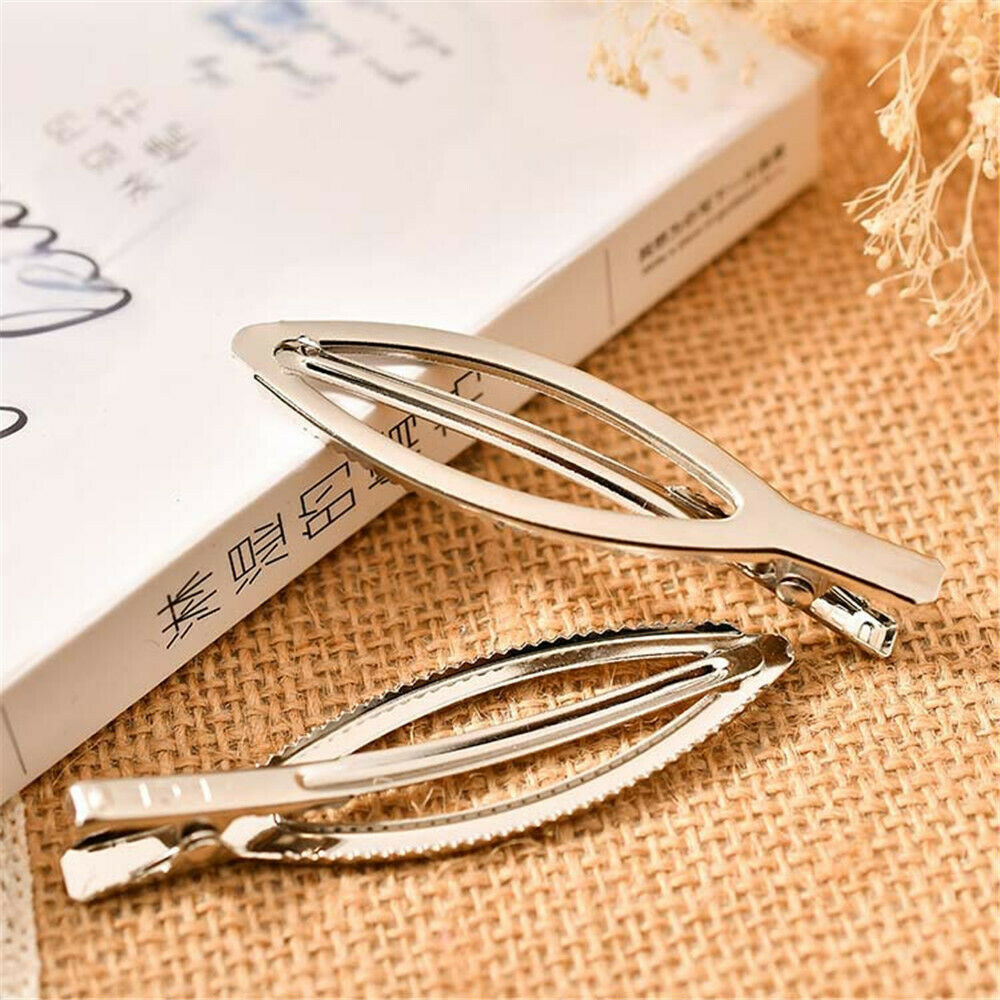 10pcs Chrome Plated Metal Hair Clips Leaf Shaped Barrette Bobby Pins Accessories