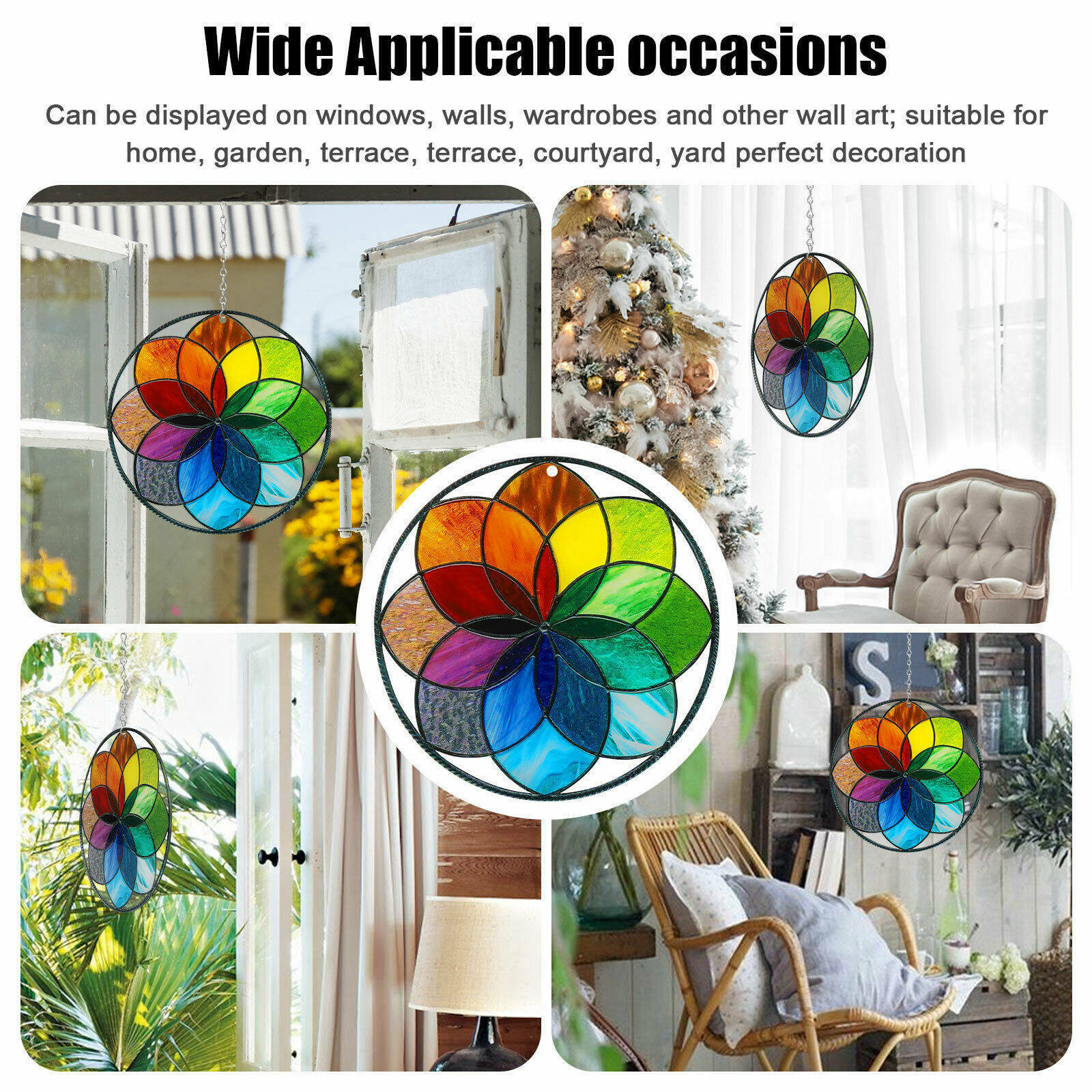 Stained Acrylic Rainbow Window Panel Hanging Suncatcher Wall Pendant Decoration