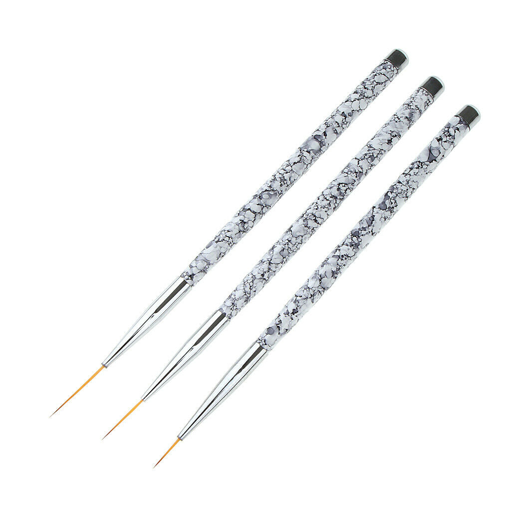 3pcs Professional Nail Art Liner Brushes for Short Strokes, Details, Blending,