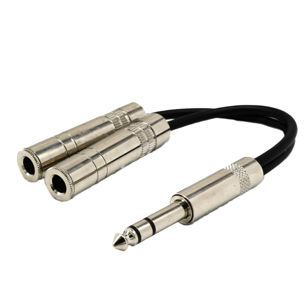 6.35mm Stereo Plug Male to Dual 6.35mm   Female Splitter Cable
