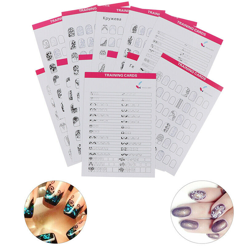 12Sheet Nail Art Training Practice Lines Drawing Painting Template Learning B SJ