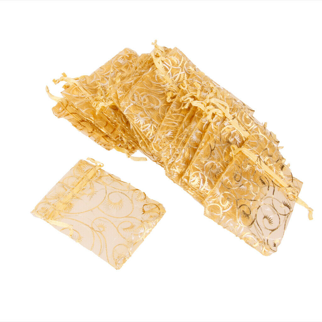 100 Wedding Party Favour Gift Organza Bags Jewellery Pouches Champagne 7x9cm