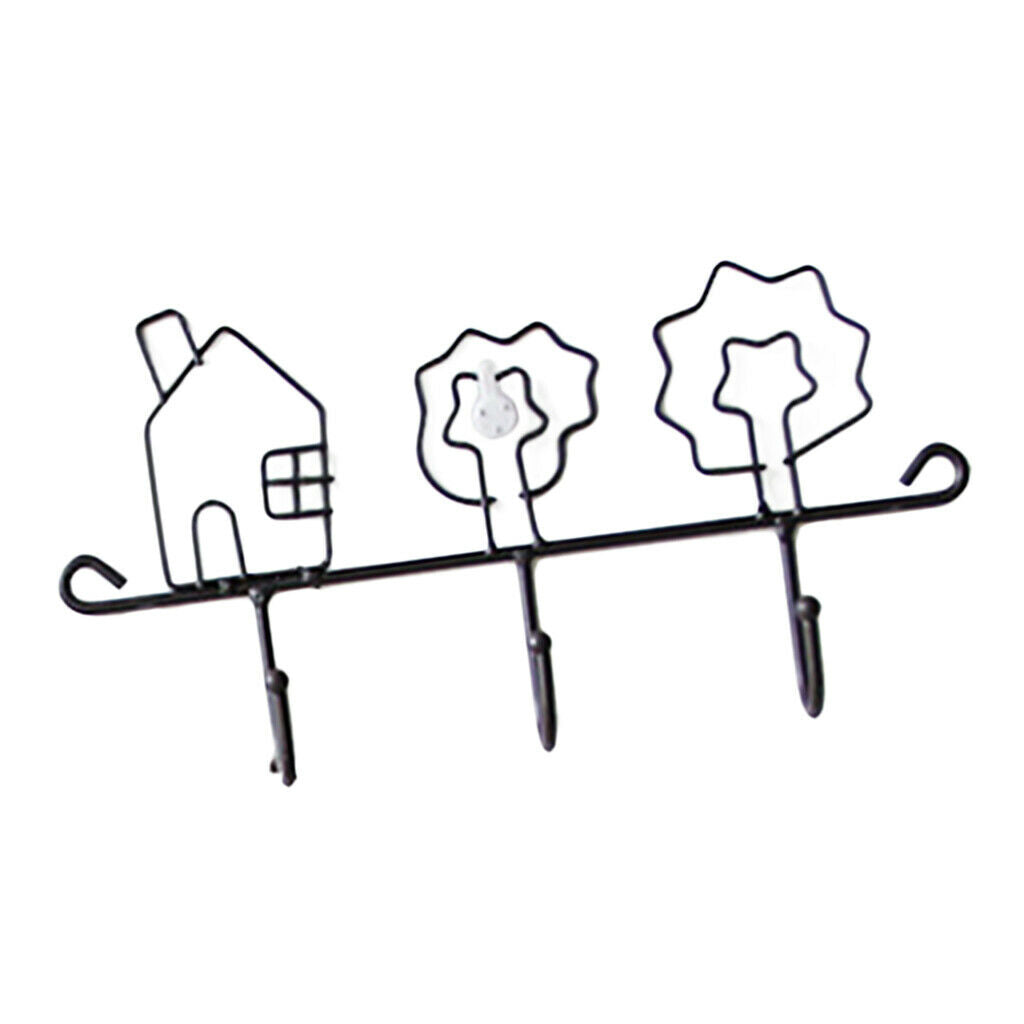 Crochet Wall Hook Door Garment Handbag Hat Self Adhesive Iron - House and Tree