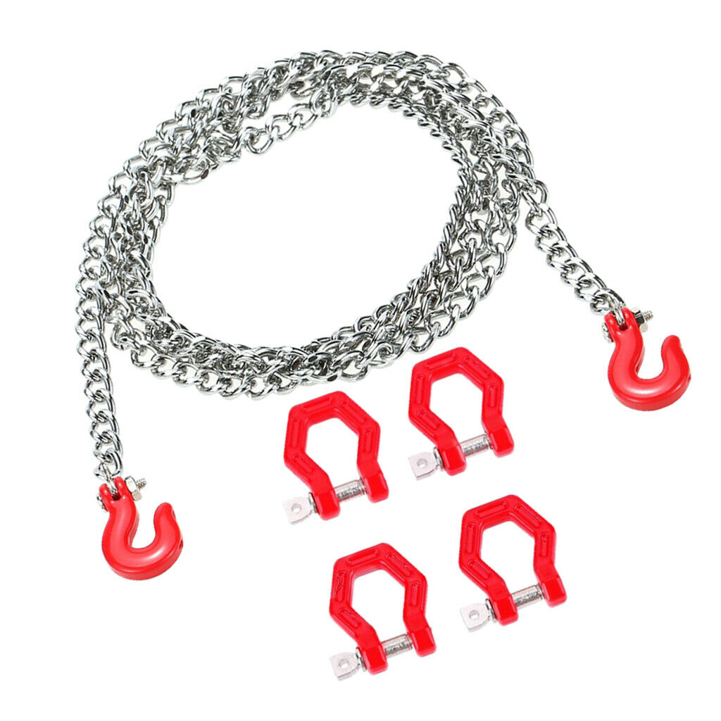 Metal Chain Pull Chain With Tow Hook Tow Rope For 1/10 RC Rock Crawler Accessory