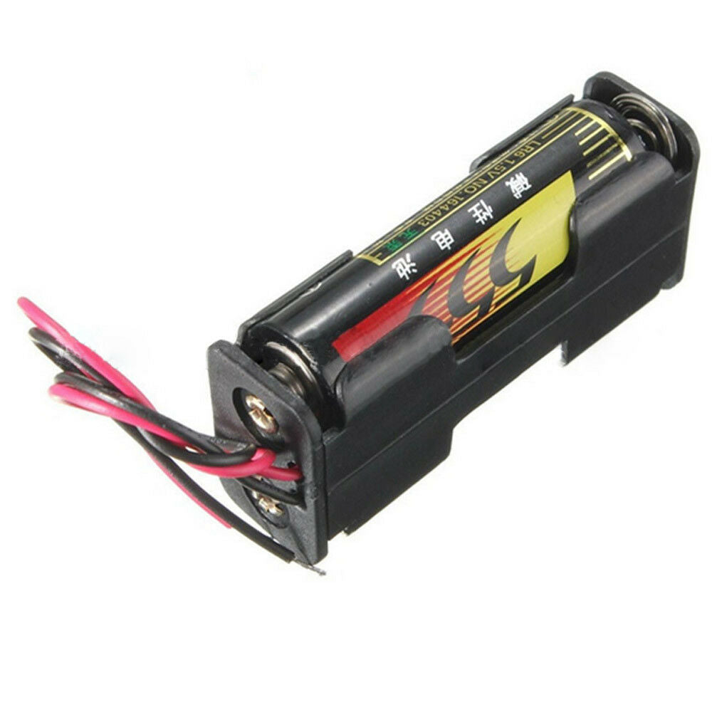 10pcs Wire Lead Black Plastic Battery Holder Box Storage Batteries Case