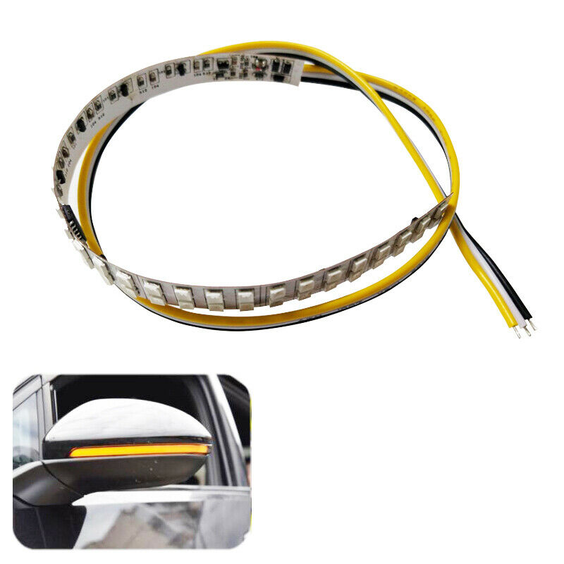 2PCS 18cm 64LED Car Rearview Mirror Turn Signal Light Indicator Blue& Amber Lamp