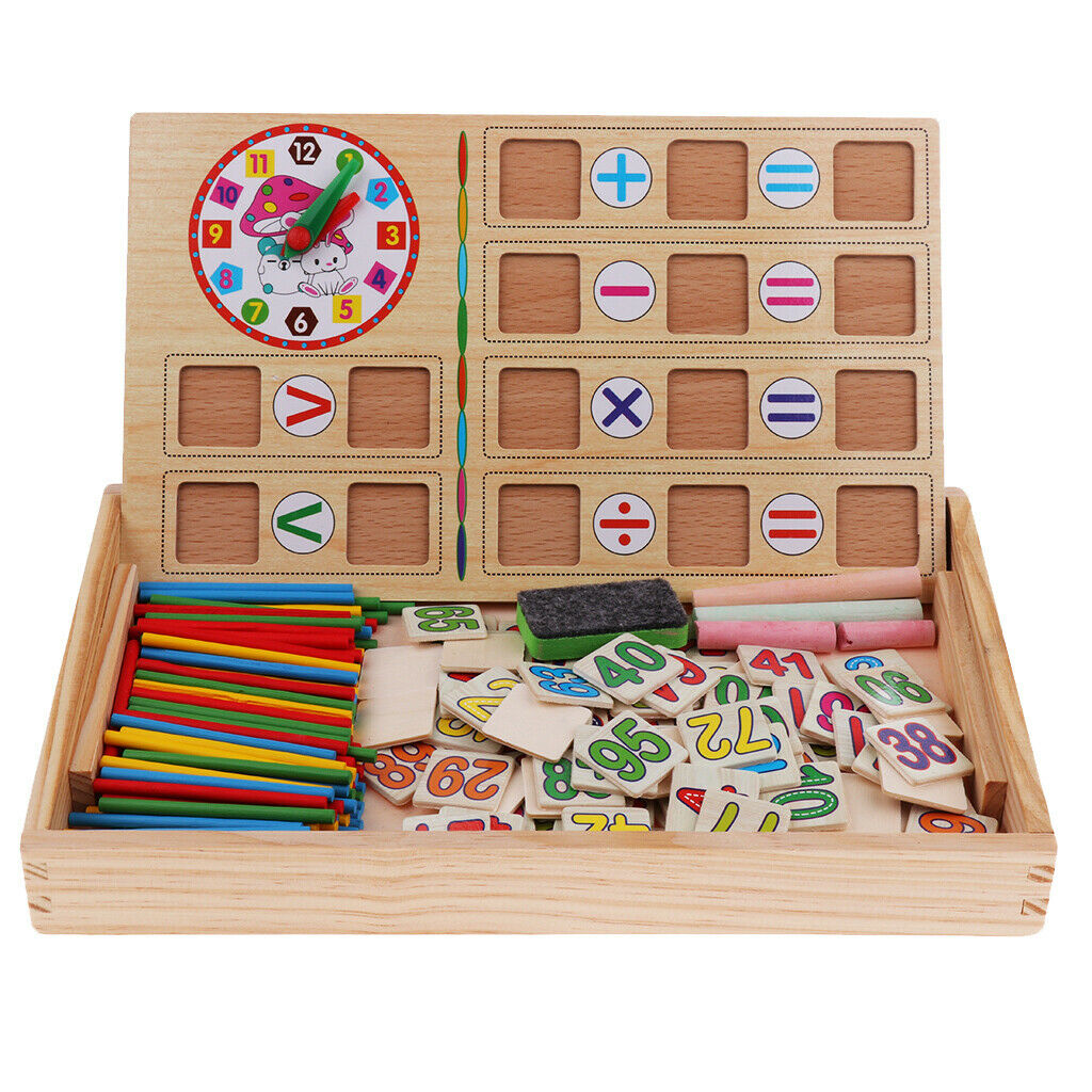 Teaching Tool Math Number Counting Sticks with Blackboard and Clock Rabbit