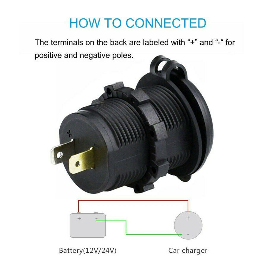 Double USB Quick Charger QC3.0 Power Outlet 2.4A Blue Led Indicator for Car Boat