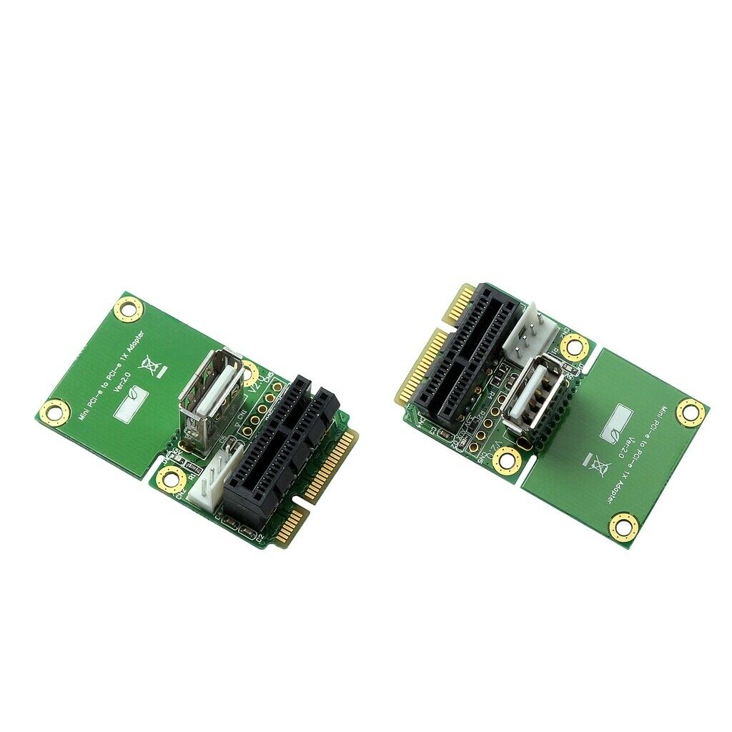 2x Mini PCIe To PCI 1X Slot Riser Card Expansion Support Full/Half Size