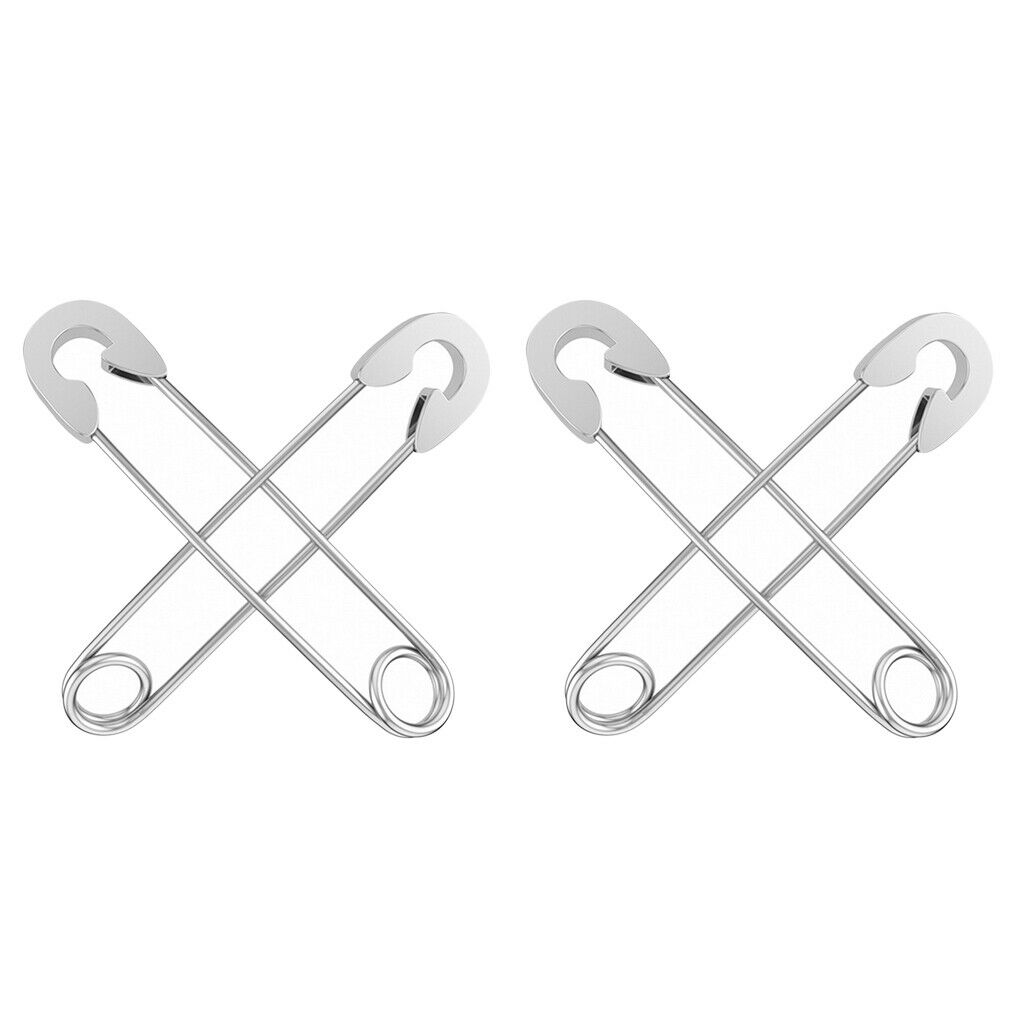 2pcs Fashion Punk Safety Pin Earrings Drop Stainless Steel Eardrop 37.8mm